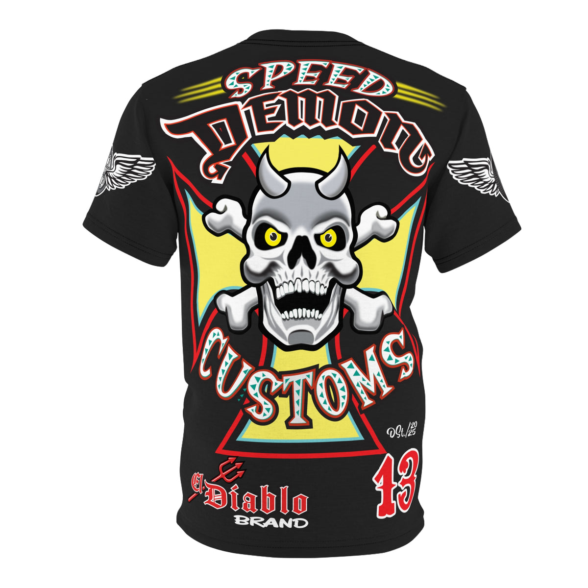 Speed Demon Customs Spectacular HiViz Super Tee - Devilishly Demented Bold Biker Design