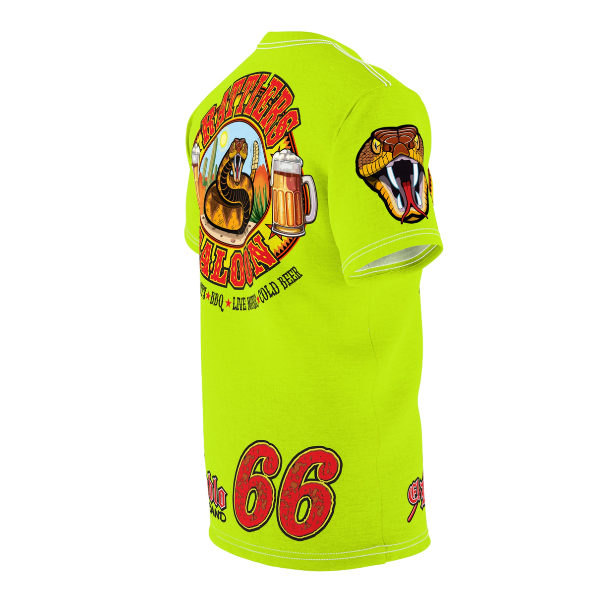 VERY Special Rattlers Saloon  BADAZZ HIVIZ SUPER RIDING TEE — Vintage Biker 66 Graphic Shirt