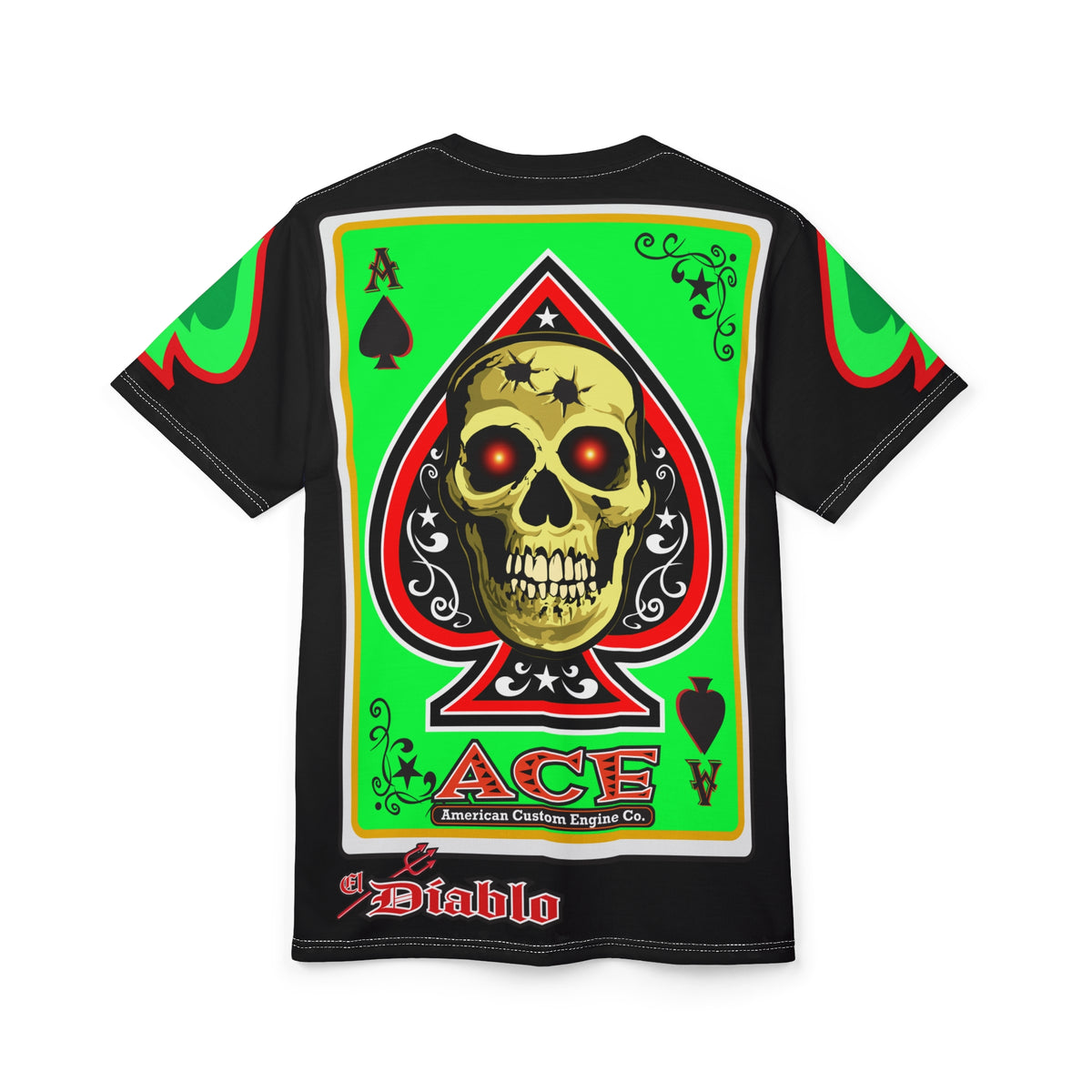 American Custom Engines ACE Americana Cut - Special Lumina Green  Ace of Spades Death Card High visibility Graphics