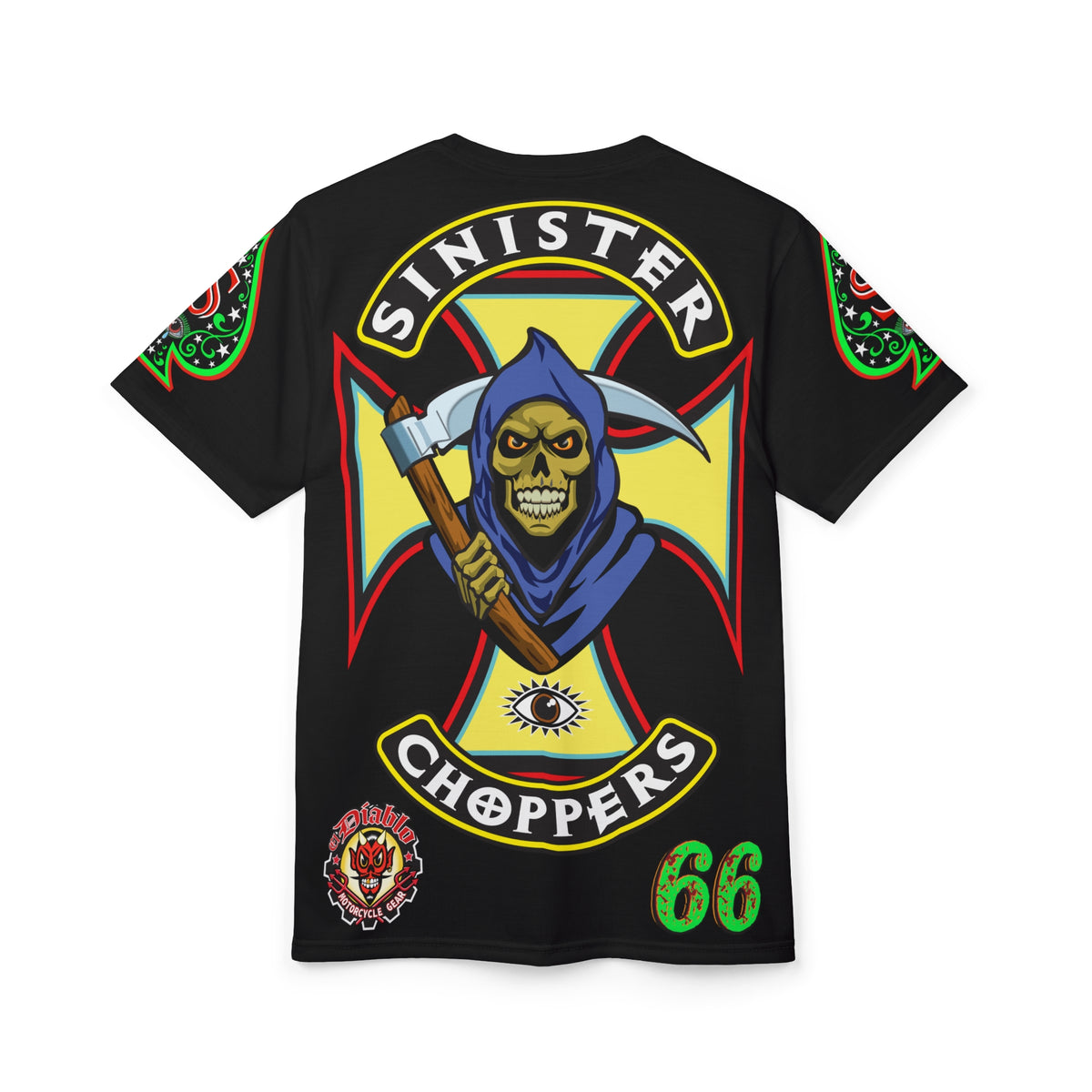 Sinister Choppers Reaper Custom Super Tee - Gothic Graphic T-Shirt for Hardcore Motorcycle Riders