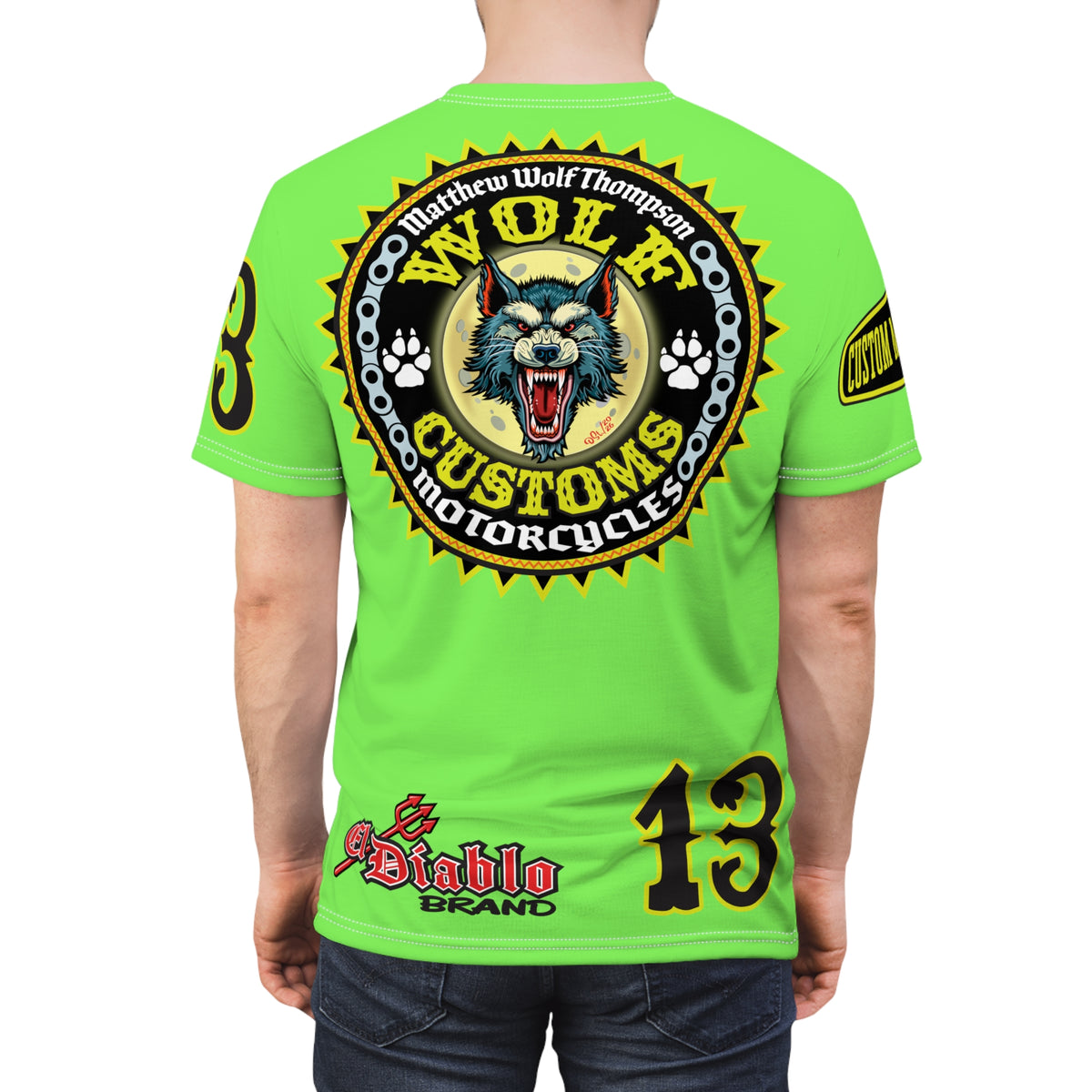 Very Special MWT Wolf Customs HiViZ Graphic Super Tee — Retro Motorcycle Club Shirt, The Best Biker Riding Tee EVER !!!