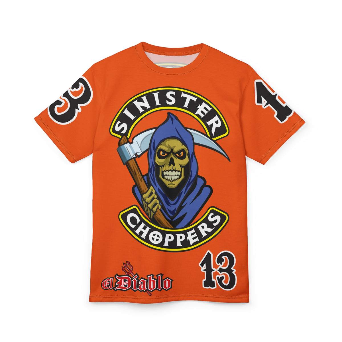 Sinister Choppers Reaper HiViz Super Tee - Unisex Skull Design for Bikers