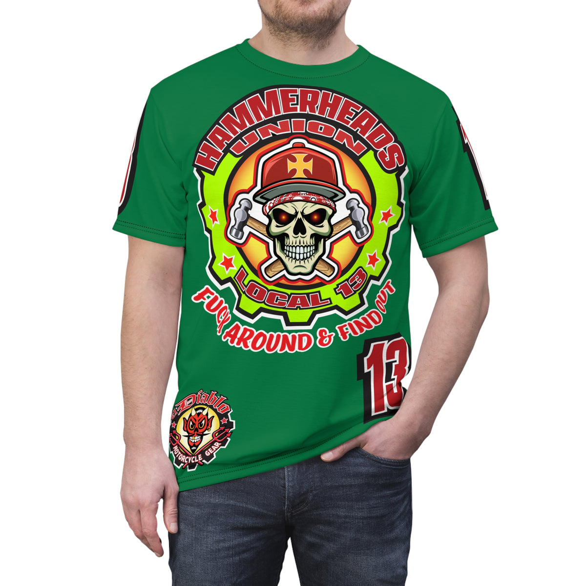 Hammerheads Union Local 13 (FAFO Version) HiViz Super Tee - Rough Tough Bad Attitude Motorcycle Riding Tee