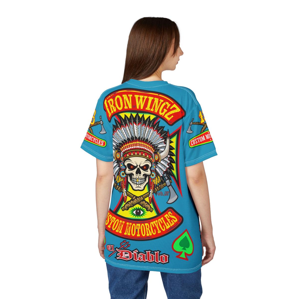 Iron WingZ Customs HiViz High Performance Electric Blue Motorcycle Riding Super Tee