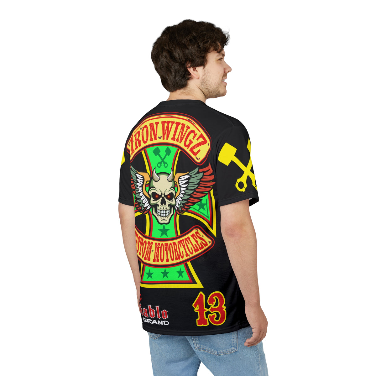 SRT Iron WingZ Custom Motorcycles Graphic Super Riding Tee, Edgy Streetwear, Customized Apparel, Gift for Bikers