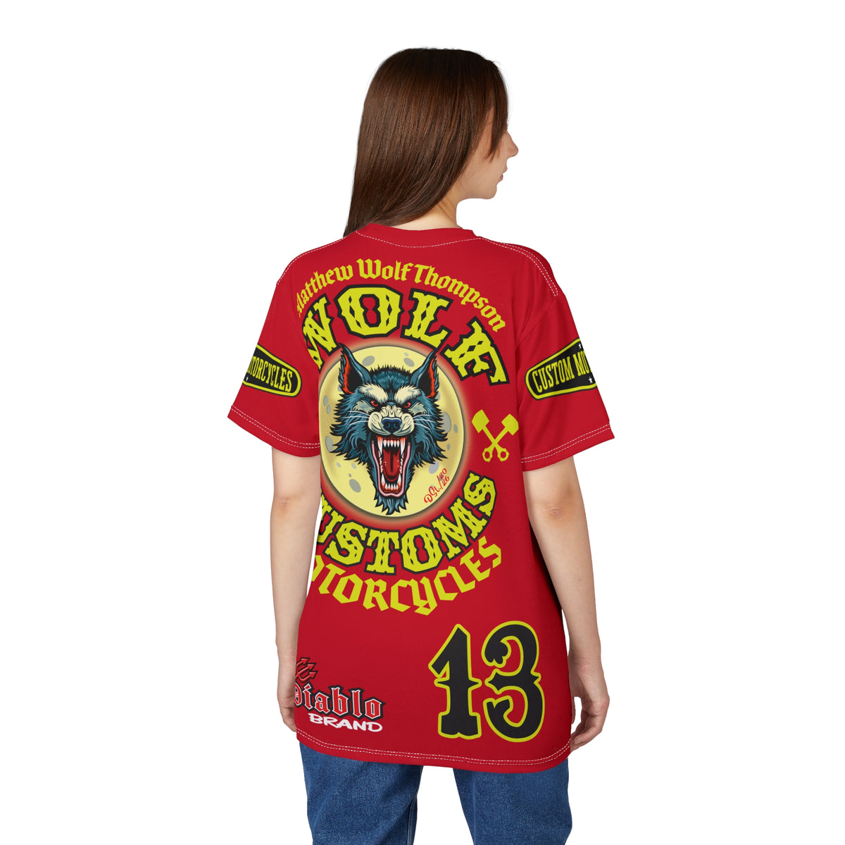SRT MWT Wolf Customs 13 Black & Lumina Graphics -- Super Riding Tee — Retro Motorcycle Club Shirt, The Best Biker Riding Tee EVER !!!