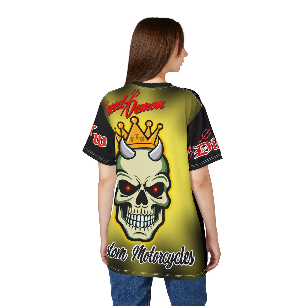 Speed Demon King -  Blaze inferno Front & Starburst Electric yellow Super Nova Back...HiViz Riding Tee