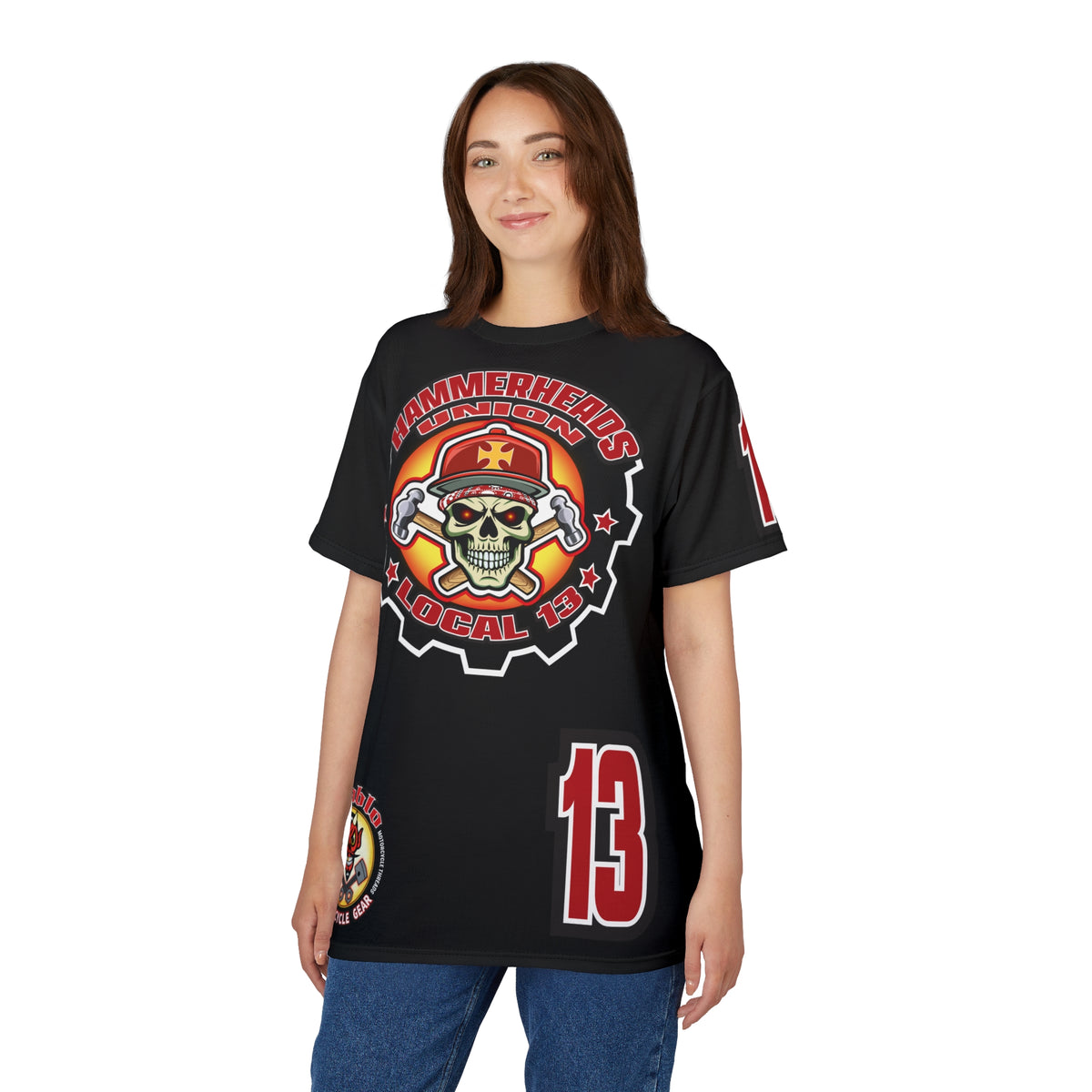 Hammerheads Union Local 13 Black Beauty - Hiviz Custom Motorcycle Riding Super Tee