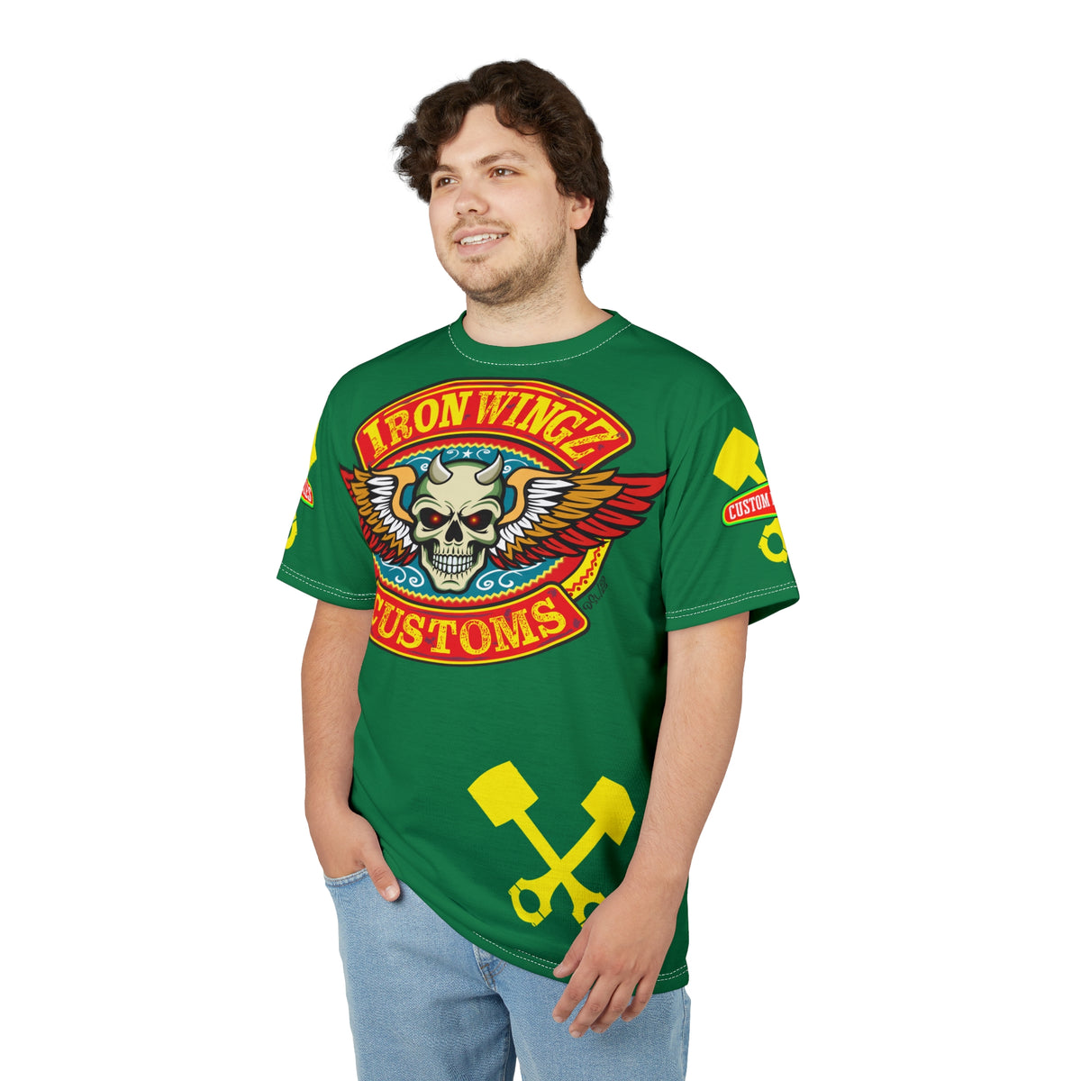 Iron Wingz Garage HiViz Super Tee, Rockabilly Style Shirt, Badass Fashion Top, Perfect Gift for Bikers
