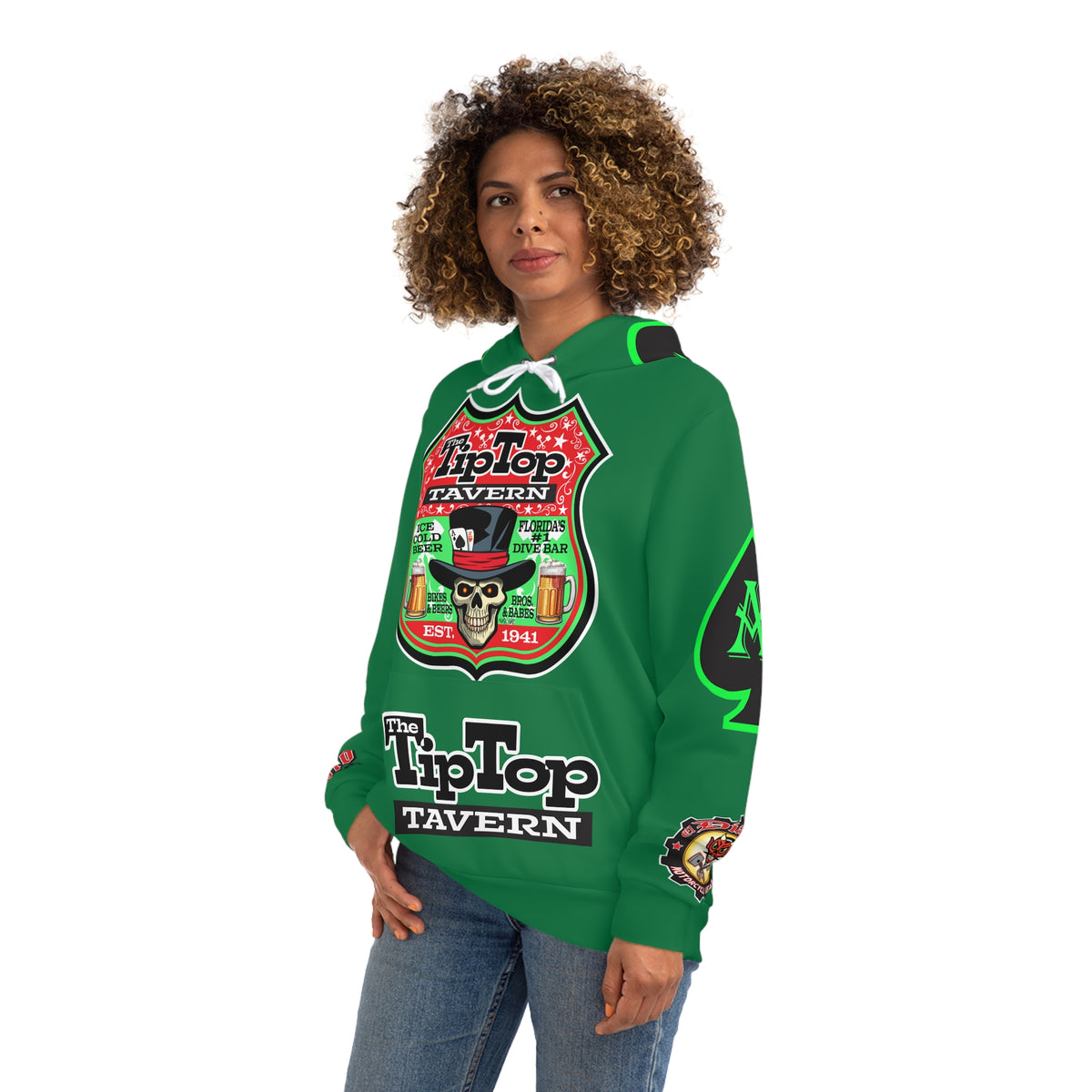 HoodZ Tip Top Tavern America's Best Dive Bar Super Hoodie - Ace of Spades Special Edition - High Visibility Lumina Green Accents