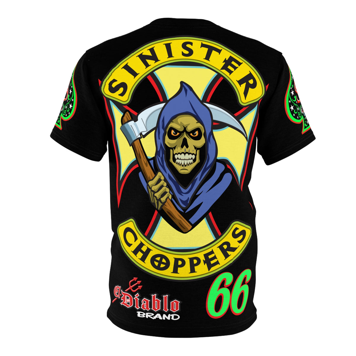SRT Sinister Choppers Reaper Super Tee - Gothic Graphic T-Shirt for Motorcycle Riders