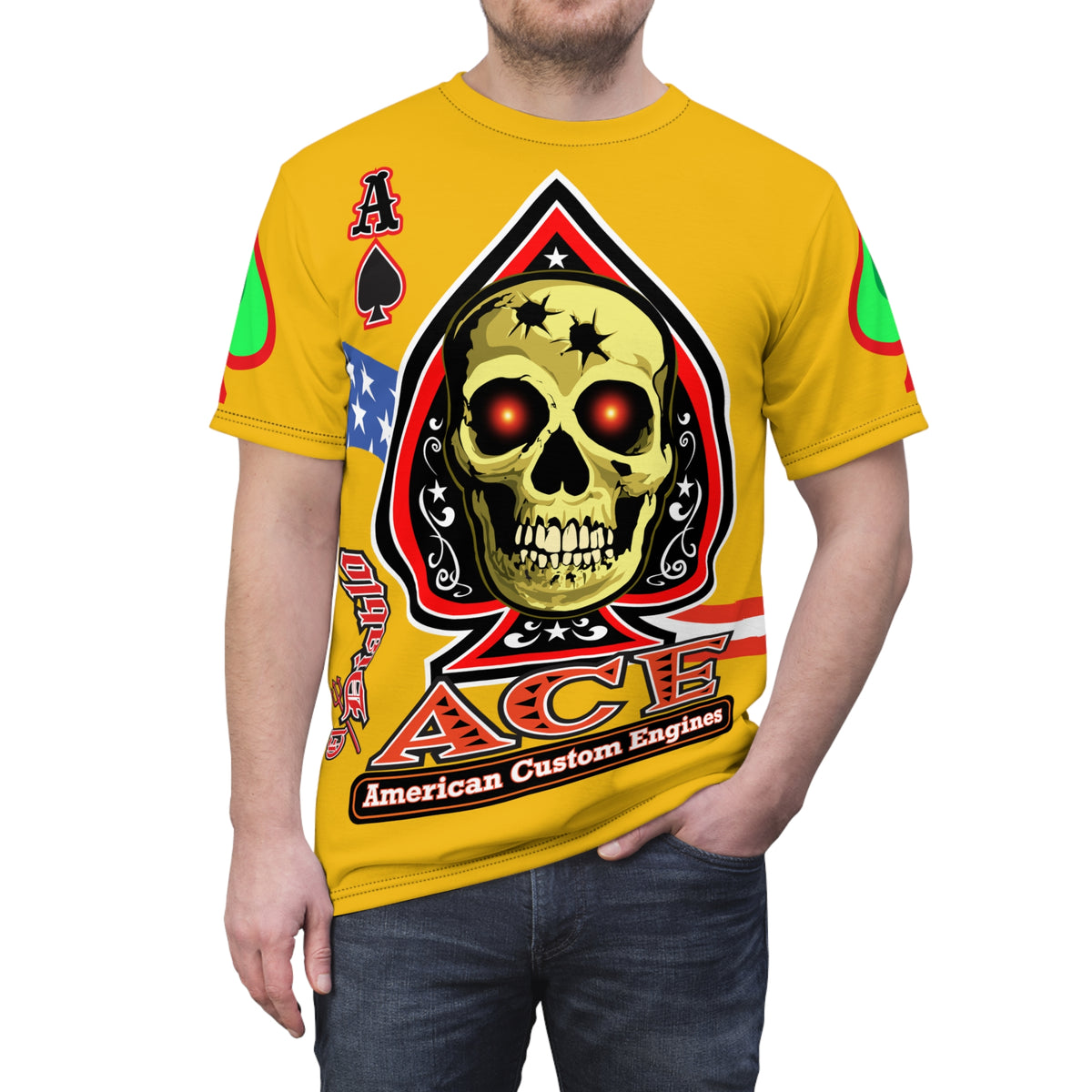 American Custom Engines ACE - Special Lumina Green  Ace of Spades Death Card High visibility Graphics