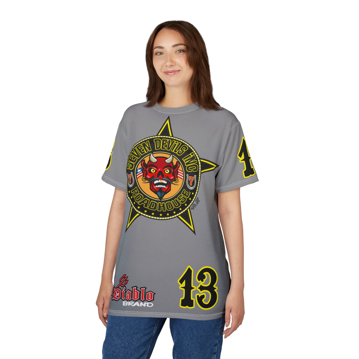 Seven Devils Inc. Roadhouse Black on Black Super Tee — Extreme Edgy Graphics - Bad Attitude Custom Biker Riding Gear