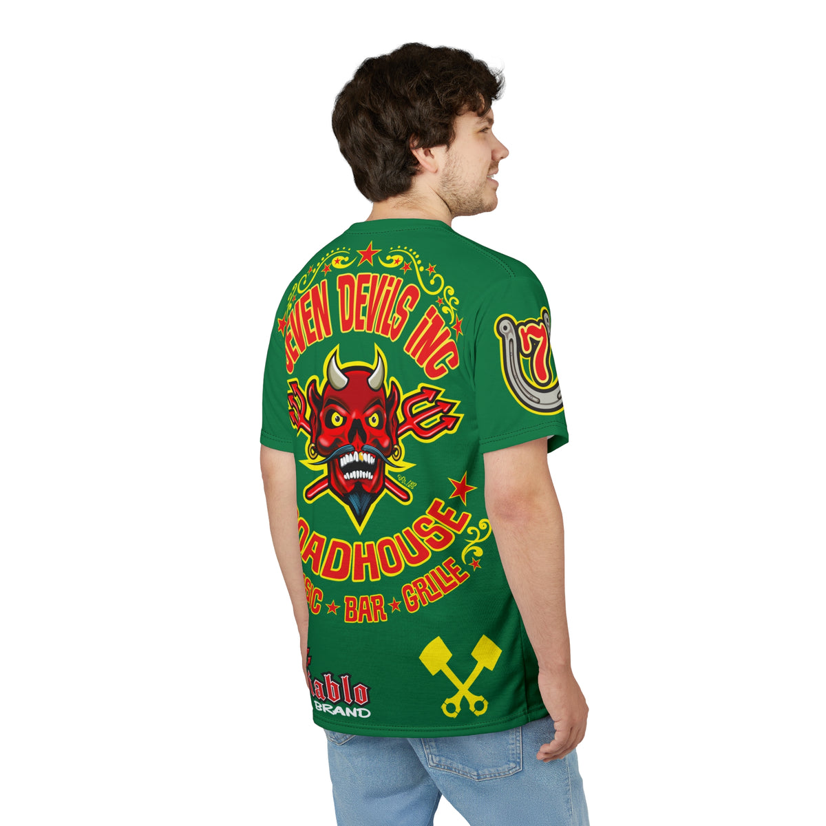 Seven Devils Inc. Roadhouse Deluxe HiViz Graphic Tee - Motorcycle Custom Riding Super Tee