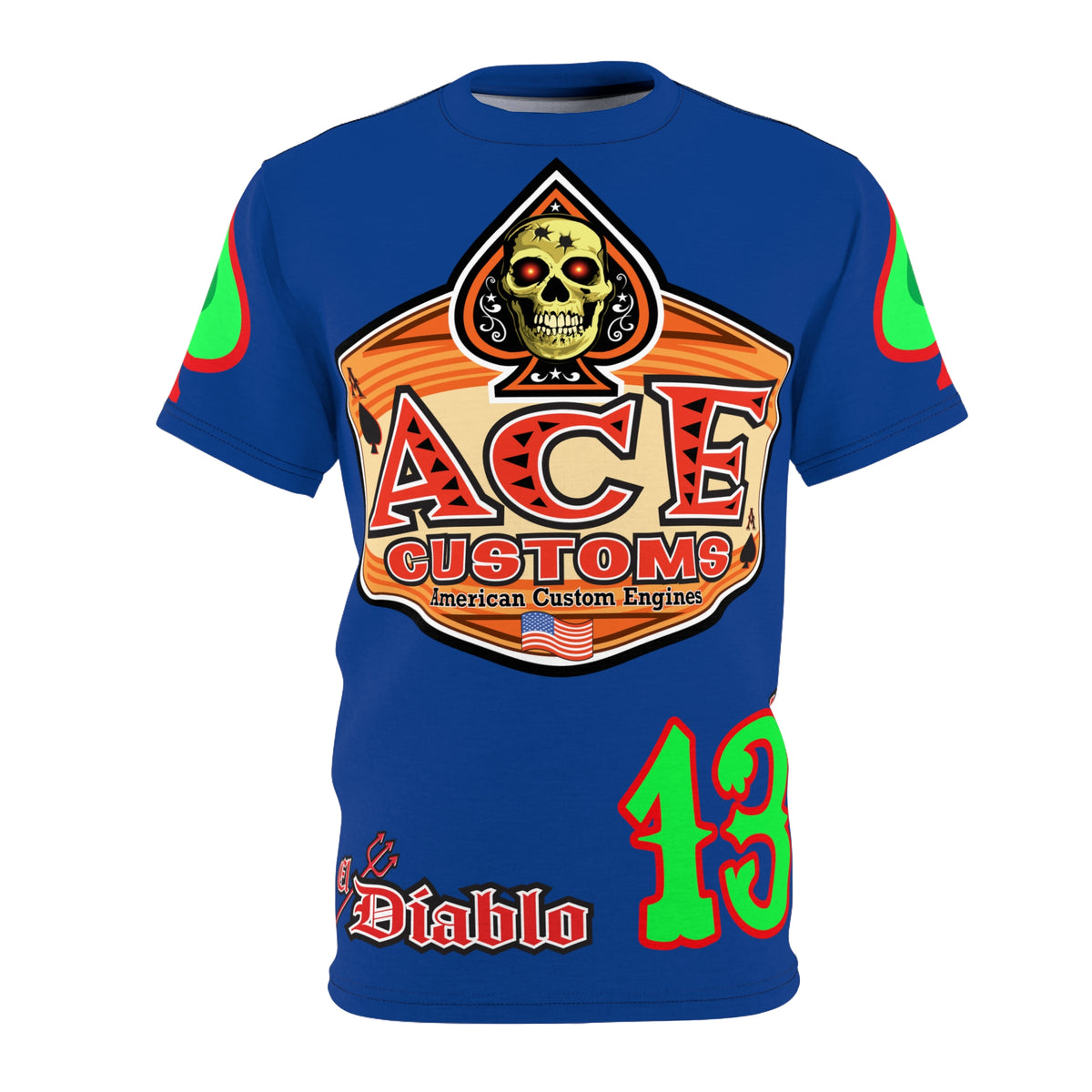 American Custom Engines ACE - Special Lumina Green  Ace of Spades Death Card High visibility Graphics