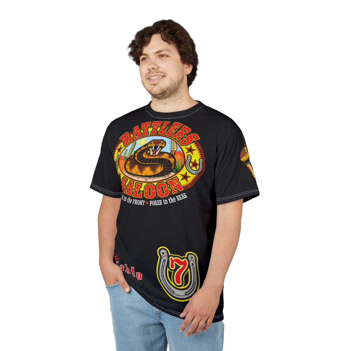 Rattlers Saloon  BADAZZ BLACK SUPER TEE — Vintage Biker 66 Graphic Shirt