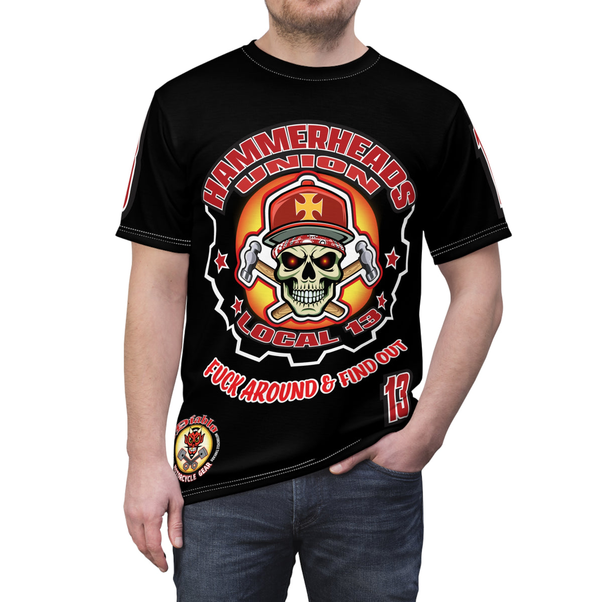 Hammerheads Union Local 13 - Custom Motorcycle Riding Tee Shirt _ Super Comfort and Fit