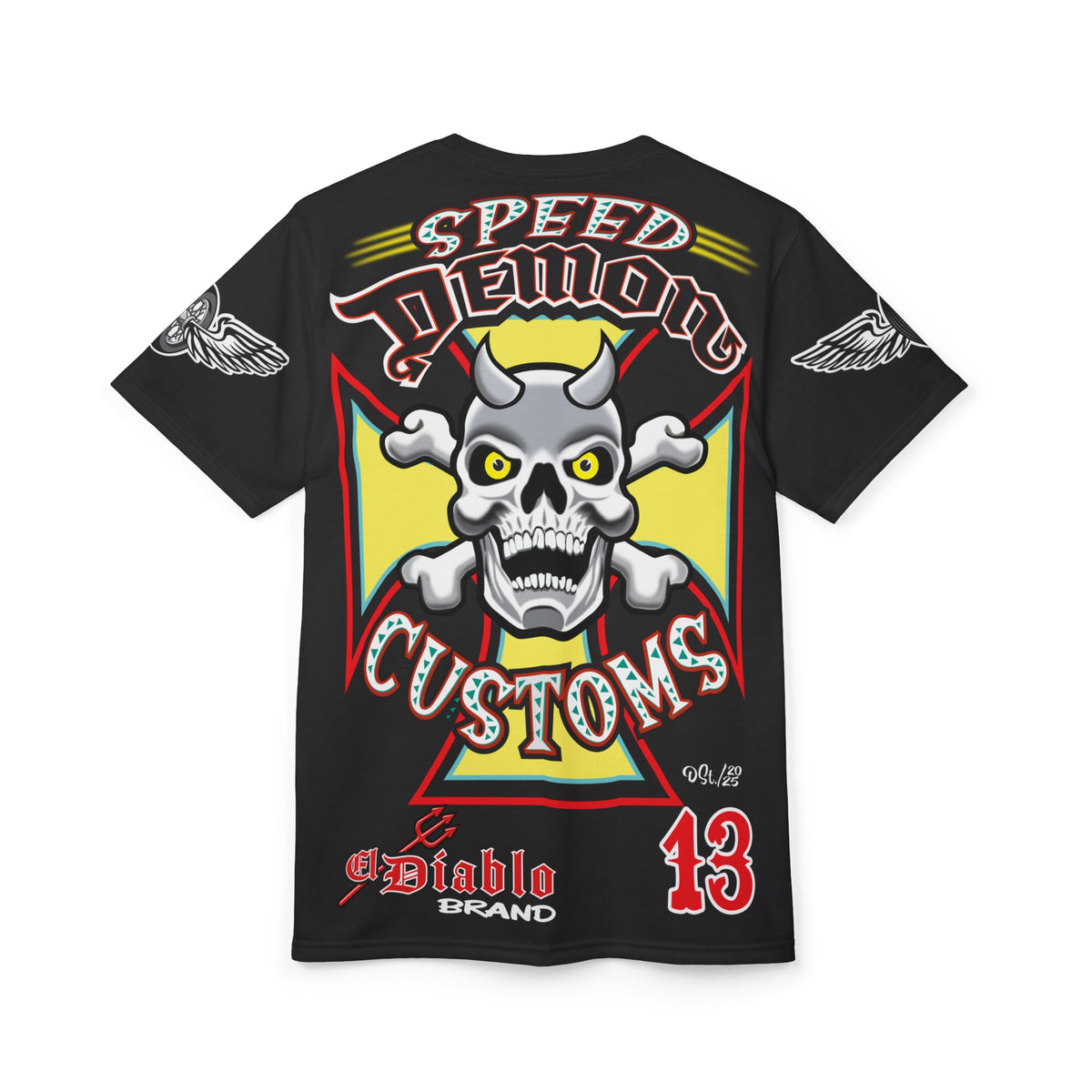 Speed Demon Customs Spectacular HiViz Super Tee - Devilishly Demented Bold Biker Design