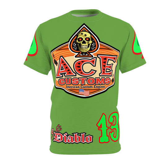 American Custom Engines ACE - Specially Designed Lumina Green  Ace of Spades Death Card High visibility Graphics