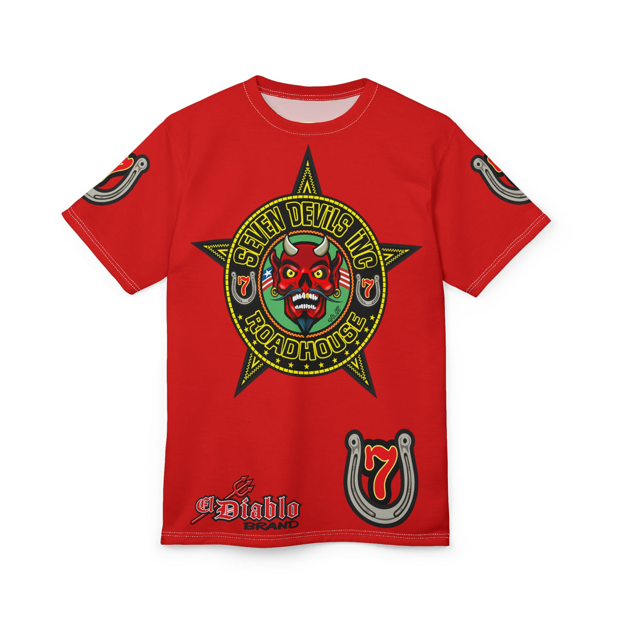 Seven Devils Road House (BLACK STAR HIVIZ LIMITED EDITION) Custom Super Riding Tee - Retro Devil Style Graphic Style