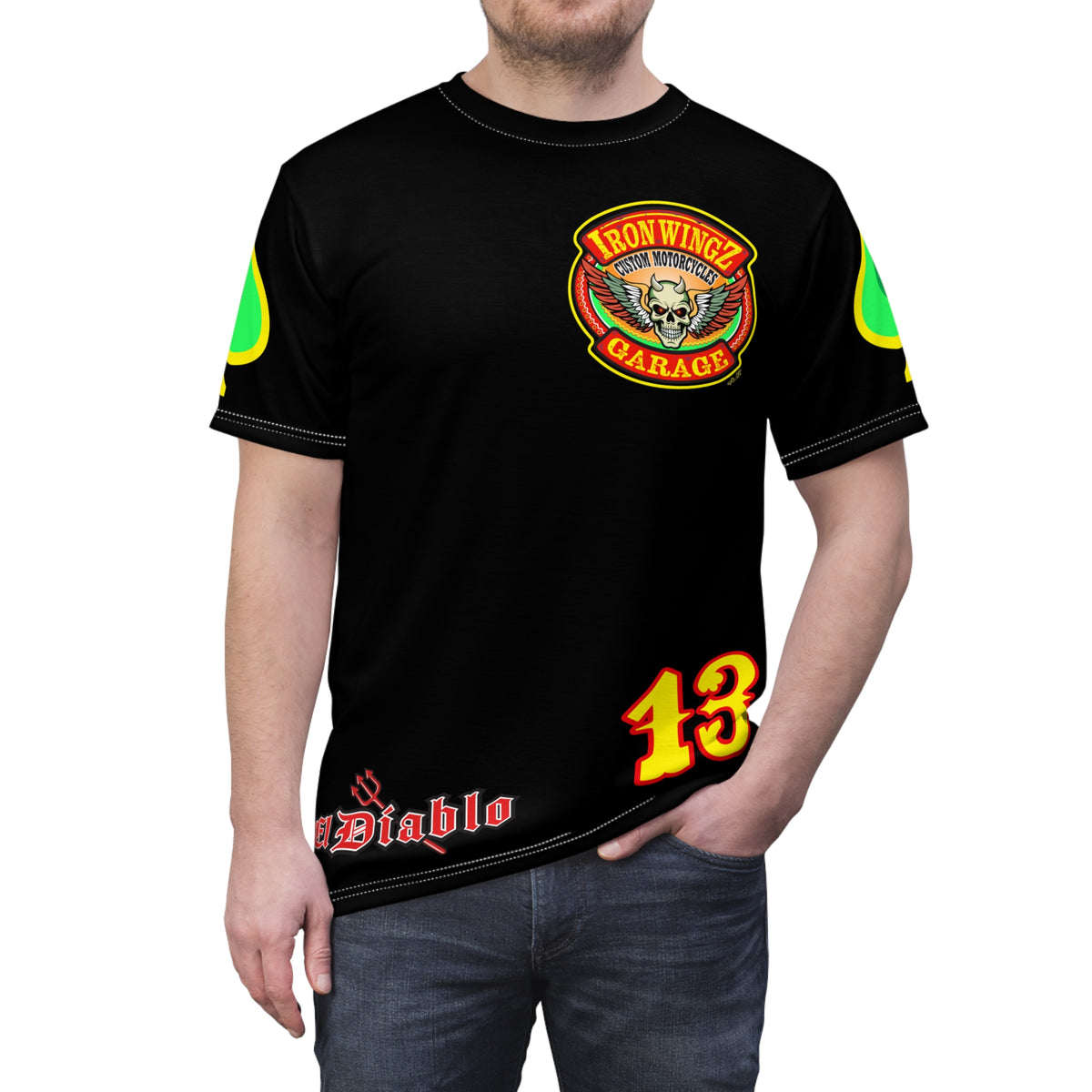 Iron Wingz Custom Motorcycle Unisex Super Tee - Bold Graphic Tee for Bikers