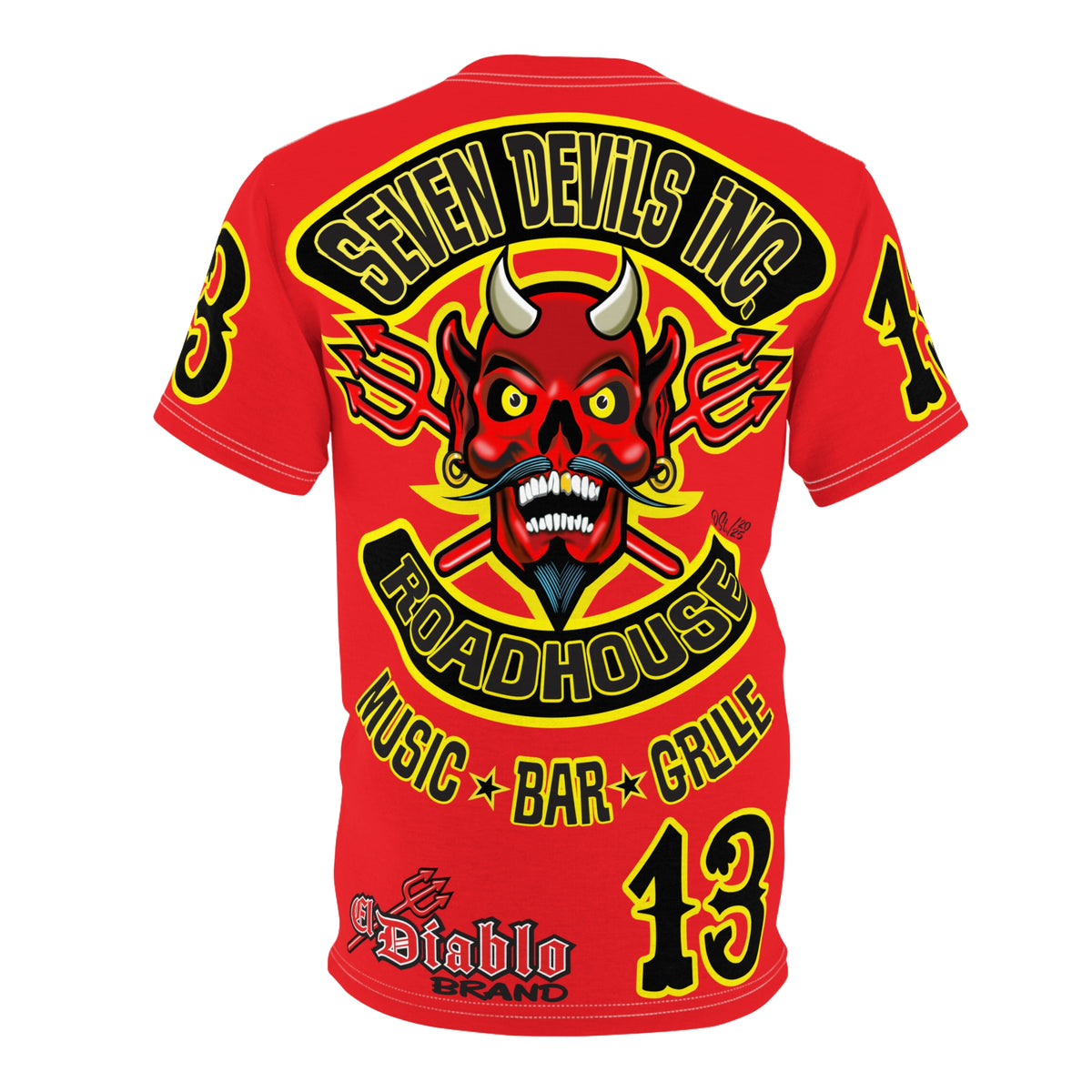 Seven Devils Inc. Roadhouse Bad in  Black Super Tee — Extreme Edgy Graphics - Bad Attitude Custom Biker Riding Gear