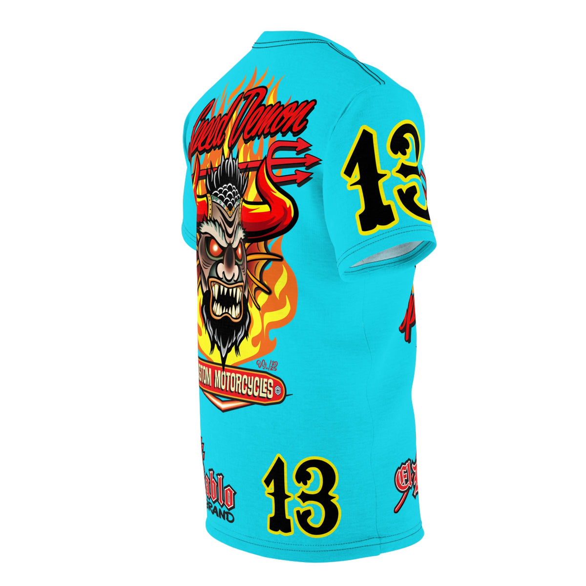 Speed Demon Customs Ice Blue Super Tee — Extreme Edgy Graphics - Bad Attitude Custom Biker Riding Gear
