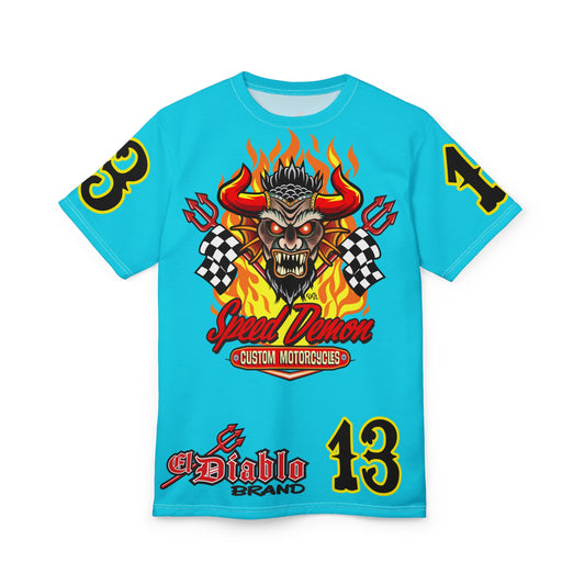 Speed Demon Customs Ice Blue Super Tee — Extreme Edgy Graphics - Bad Attitude Custom Biker Riding Gear