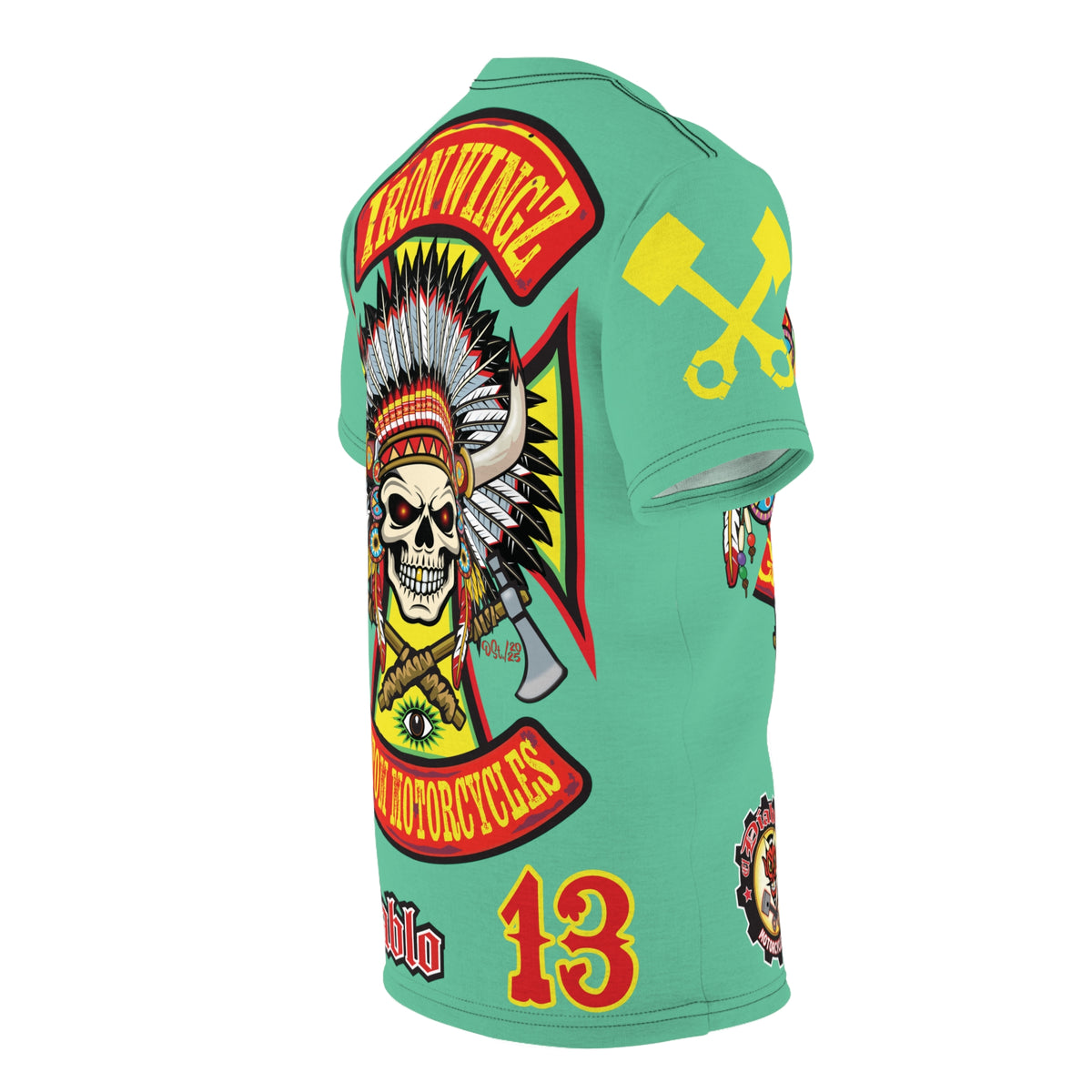 Iron WingZ Customs HIviz Graphic Super Tee, Edgy Streetwear, Customized Apparel, Gift for Bikers