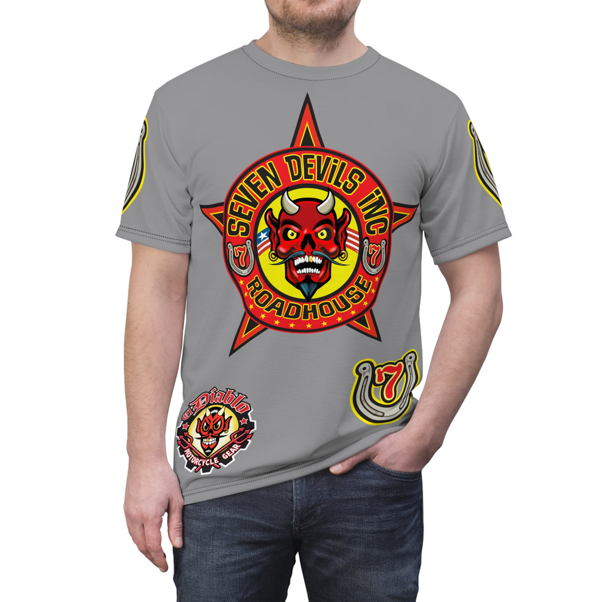 Seven Devils Inc. Roadhouse Design, Edgy Biker Shirt, Special Motorcycle Riding Gear, Seven Devils Inc.