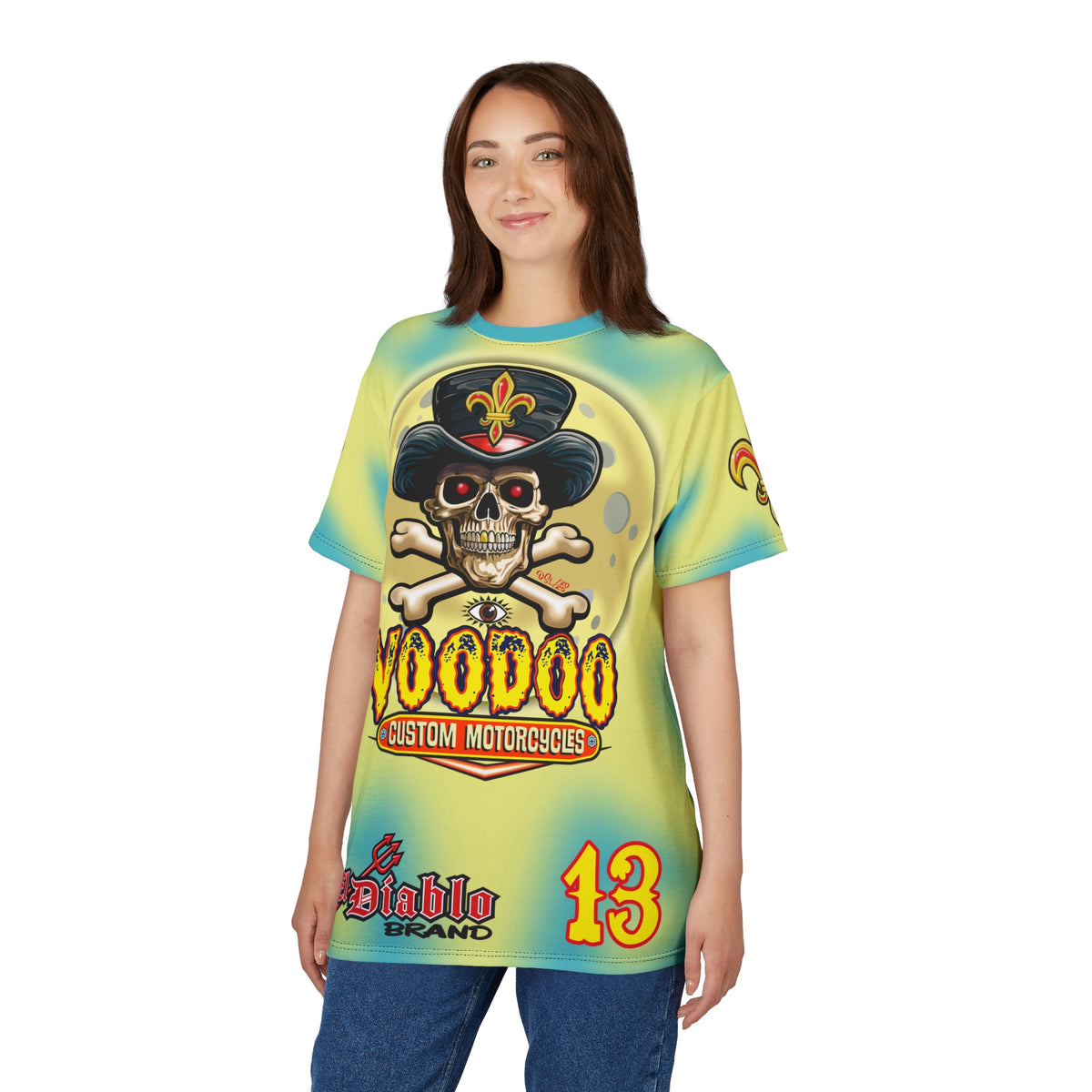 Voodoo Custom Motorcycles HIVIZ TYE DYE BLAST SUPER RIDING TEE - Look Cool, Ride Cool jn our Finest Biker Riding Tee