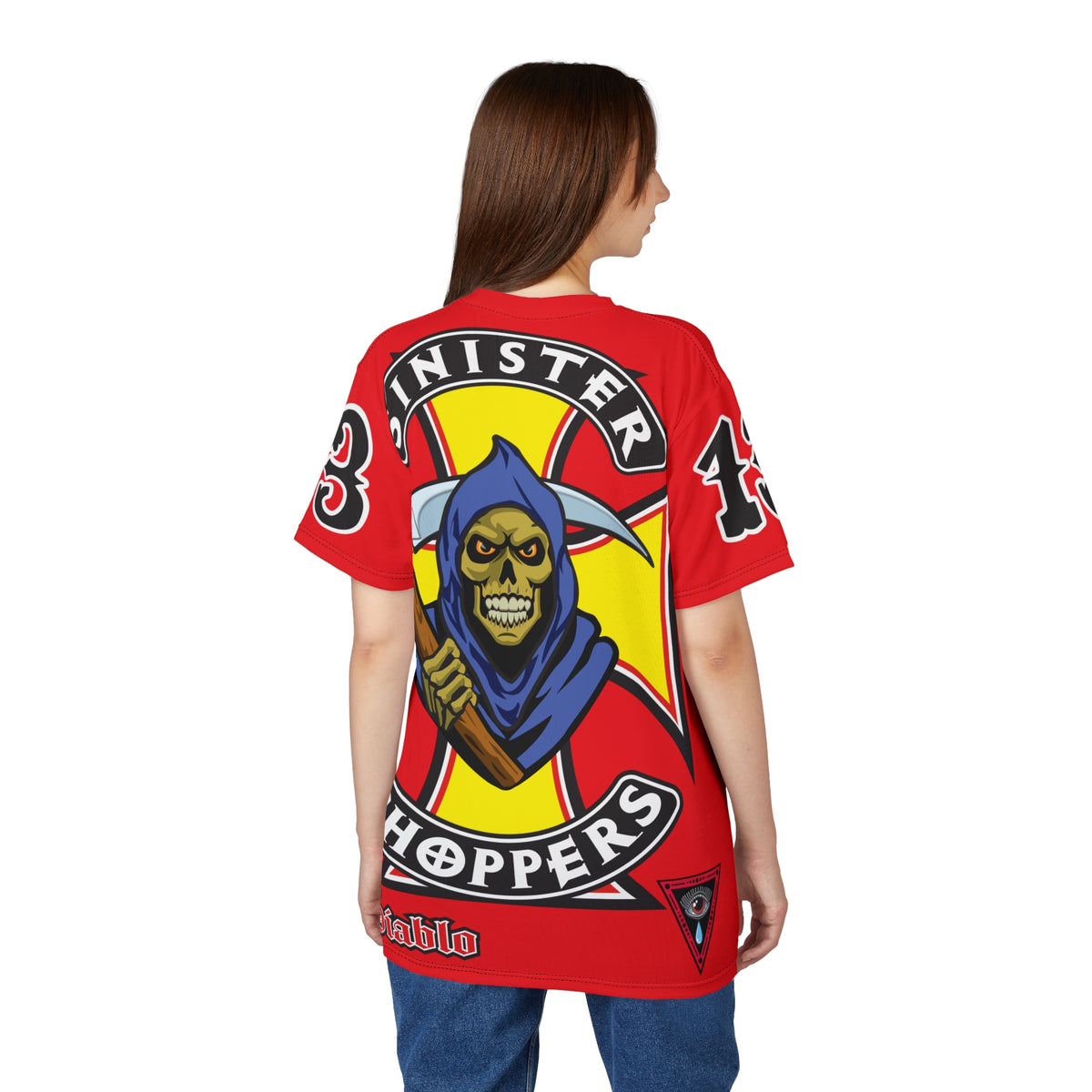 Sinister Choppers Reaper HiViz Super Tee - Unisex Skull Design for Bikers