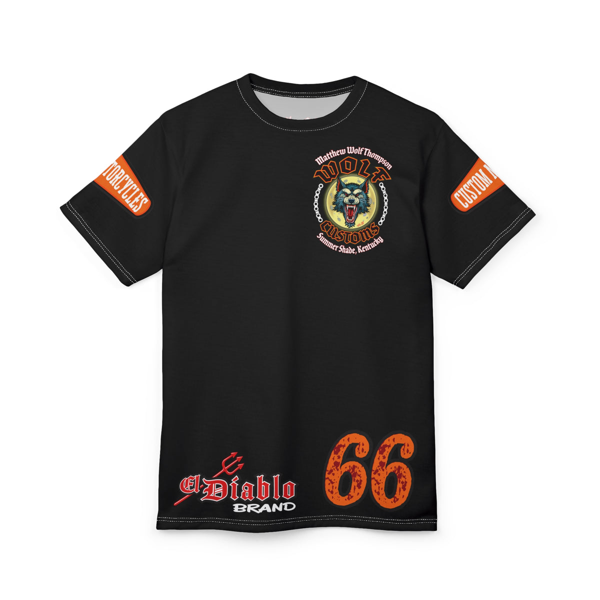 SRT MWT Wolf Custom Motorcycles Super Riding Tee — Viciously Cool High Performance Motorcycle Riding Shirt