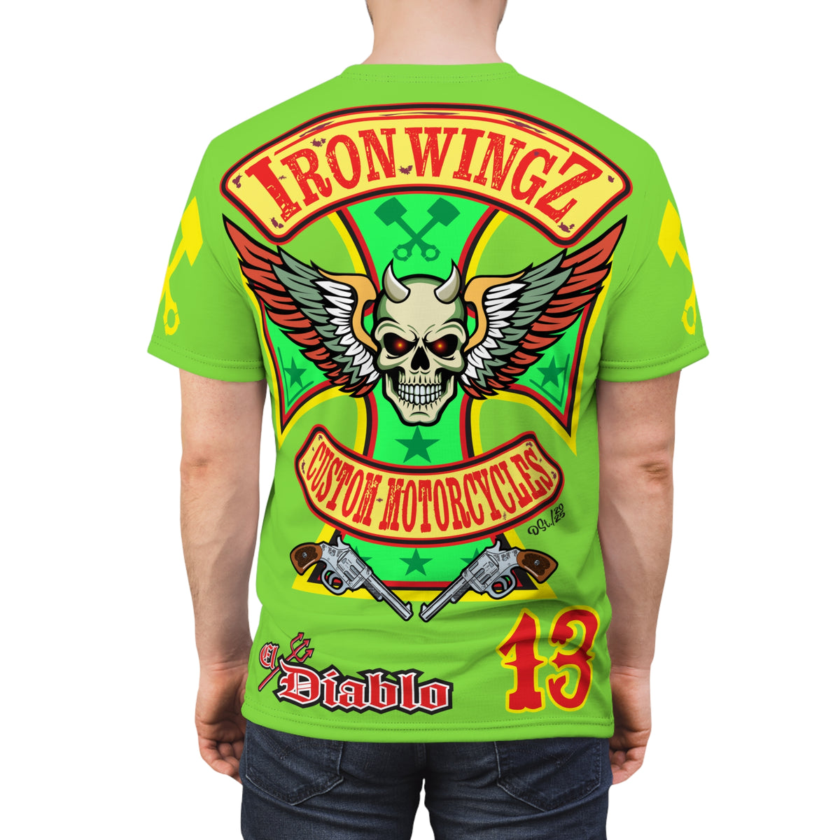 VERY Special HIVIZ Iron WingZ Customs Graphic Super Tee, Edgy Streetwear, Customized Apparel, Gift for Bikers