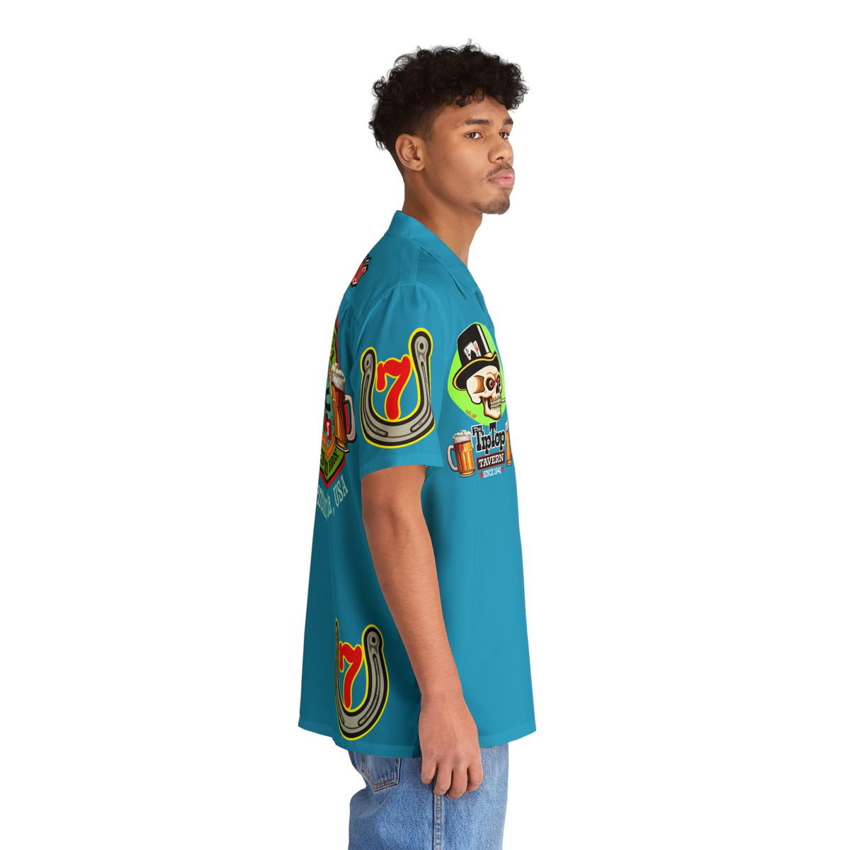Big Bopper Men's Hawaiian Shirt - Loose, Comfortable Button Up Shirt for Easy Breezy Riding - Sizes to 5XL
