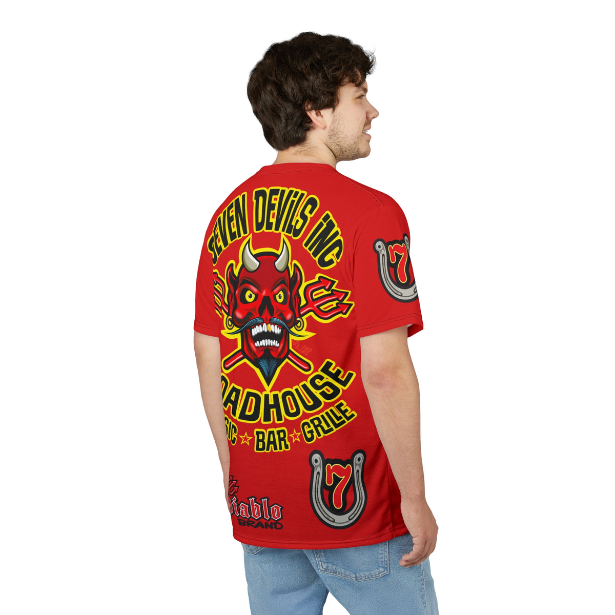 Seven Devils Road House (BLACK STAR HIVIZ LIMITED EDITION) Custom Super Riding Tee - Retro Devil Style Graphic Style