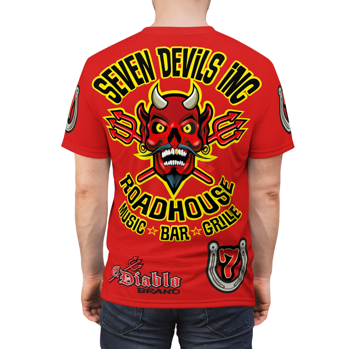 Seven Devils Road House (BLACK STAR HIVIZ LIMITED EDITION) Custom Super Riding Tee - Retro Devil Style Graphic Style