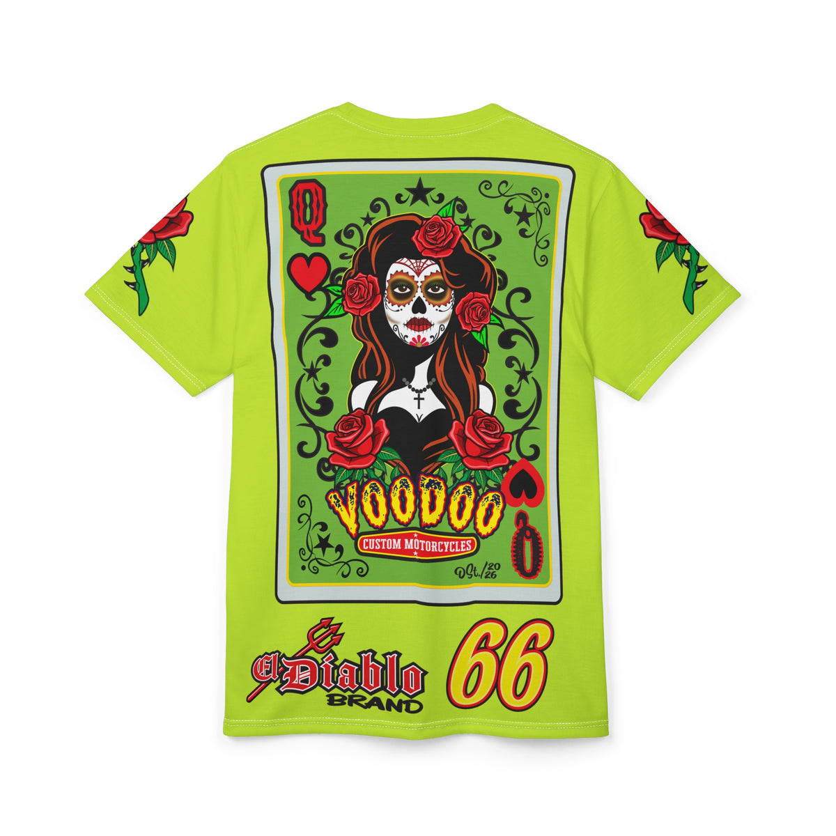 VERY Special HIVIZ Voodoo Custom Motorcycles Tee — Queen of Hearts Super Tee Graphic Shirt