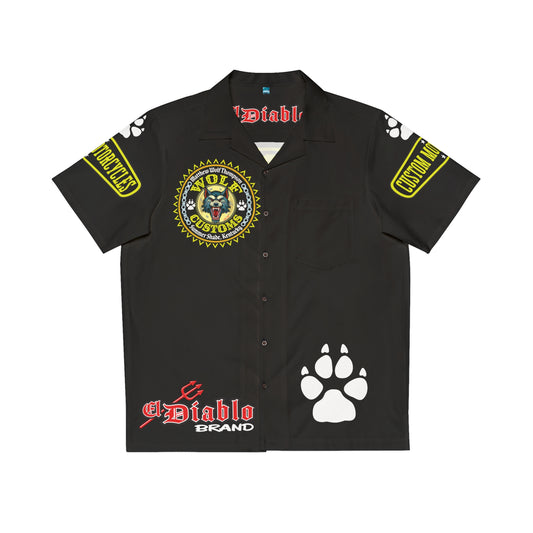 Big Bopper MWT Wolf Customs Motorcycle Hawaiian Shirt -  For Big Men to Size 5XL