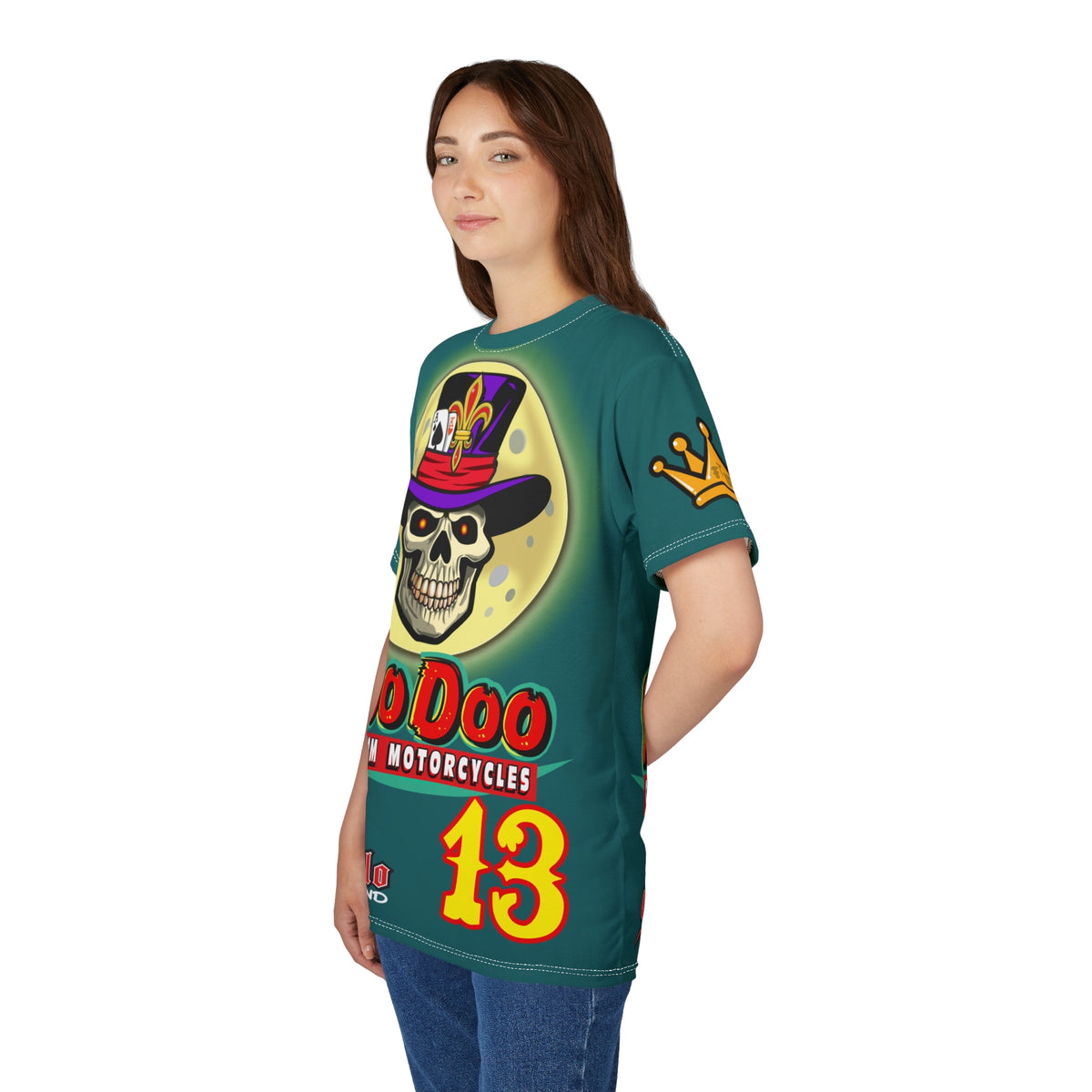 VooDoo Custom Motorcycles Mariana Blue HiViz Graphics Biker Tee