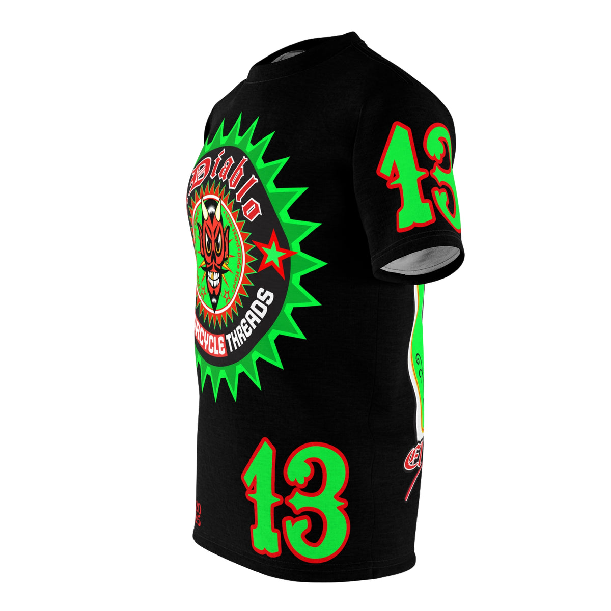 El Diablo Night Ryder HiViz Super Tee, Huge HiViz Back Graphic, See & be seen !!!