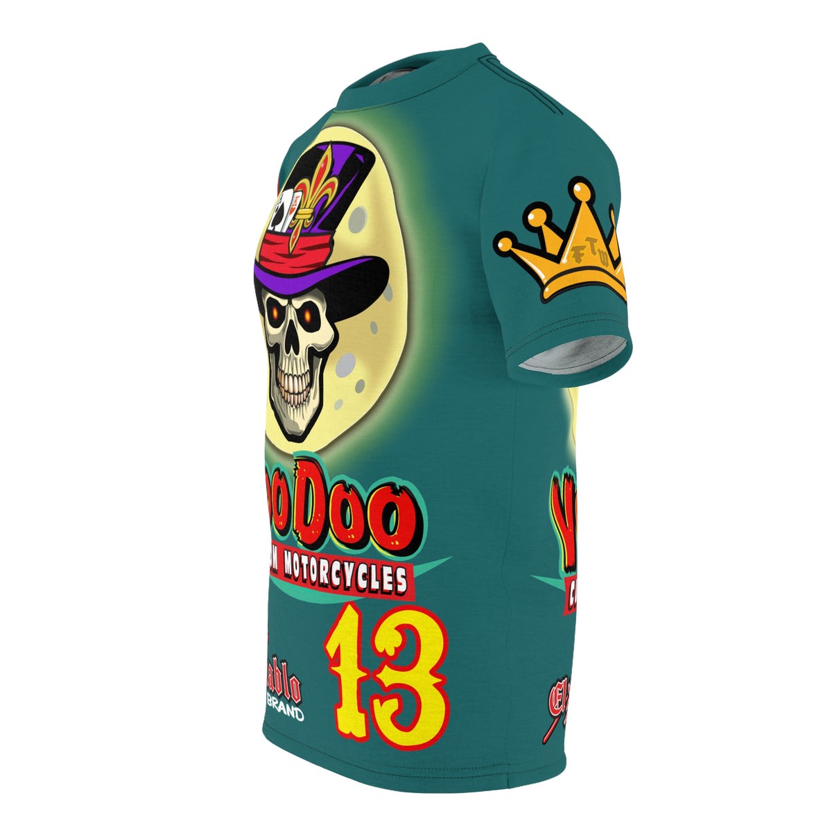 VooDoo Custom Motorcycles Mariana Blue HiViz Graphics Biker Tee