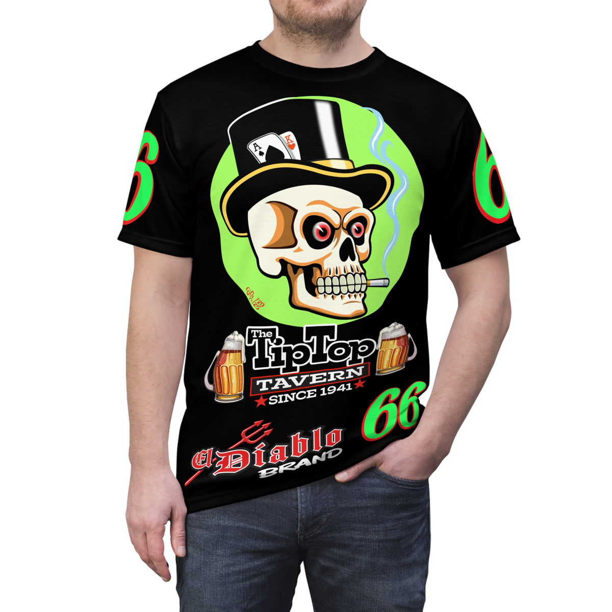 Tip Top Tavern Dive Bar Super Tee - Special Edition Lumina Green XL Graphics - America's Best Dive Bar - Bikes Beers Babes & Bros. - Biker Bar Tee