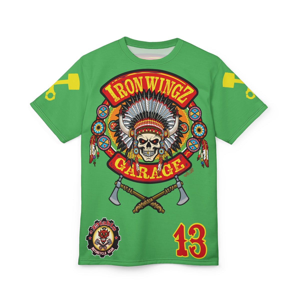 Iron WingZ Garage  Graphic Super Tee, Edgy Streetwear, Customized Apparel, Gift for Bikers