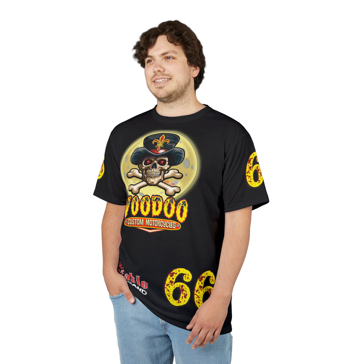 Voodoo Custom Motorcycles Black Magic HiViz Tee, Edgy Graphic Biker Shirt