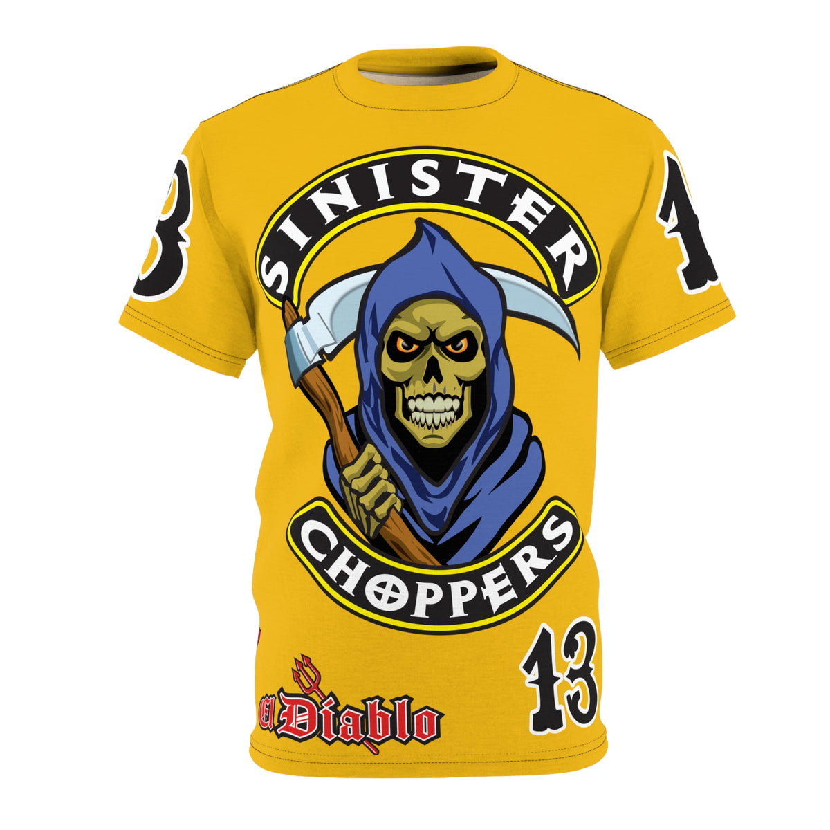 Sinister Choppers Reaper HiViz Super Tee - Unisex Skull Design for Bikers