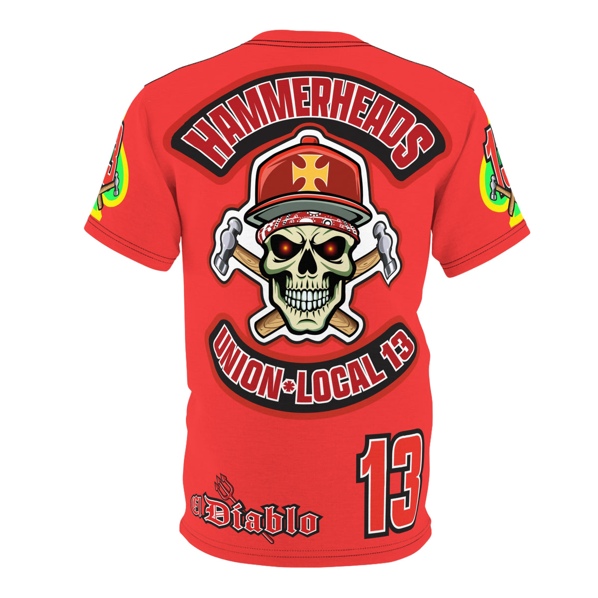 Very Special Hammerheads Union Local 13 - GIANT GRAPHICS !!!!!! - Custom HiViz Motorcycle Riding Tee Shirt _ Super Comfort and Fit
