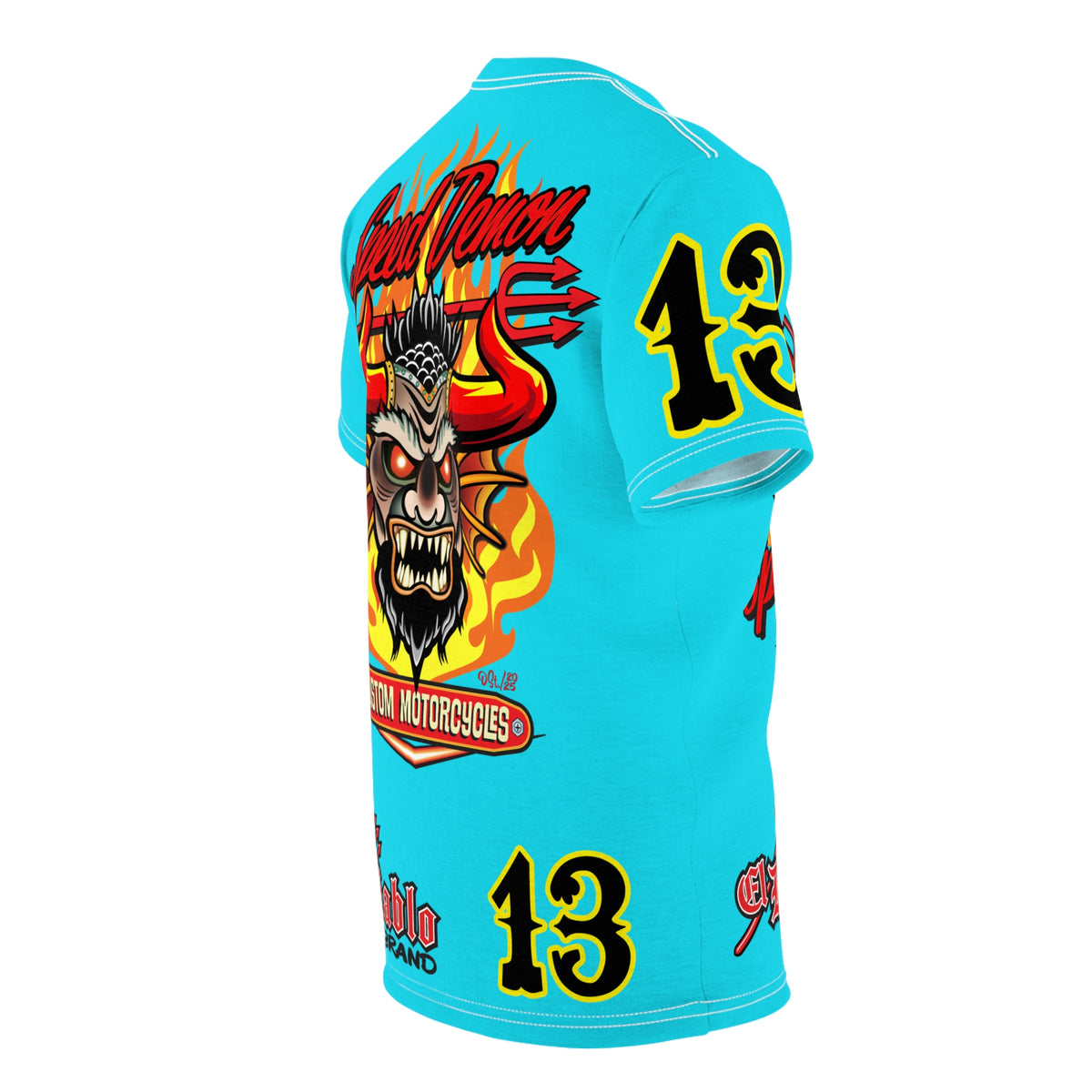 Speed Demon Customs Ice Blue Super Tee — Extreme Edgy Graphics - Bad Attitude Custom Biker Riding Gear