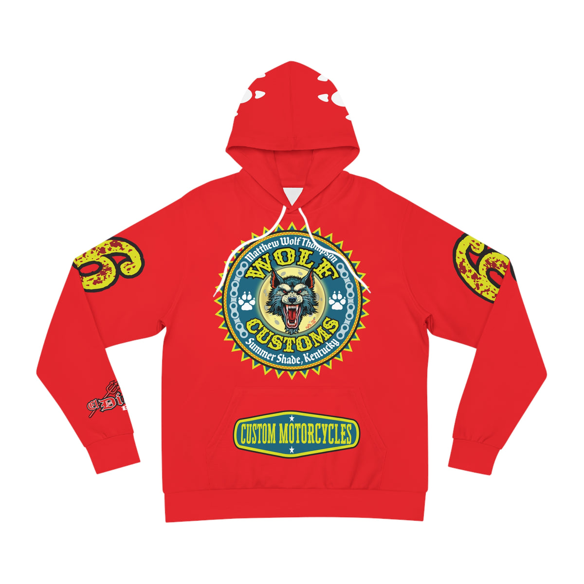 HoodZ Wolf Customs Motorcycle Hoodie — Vintage Biker Graphic Hooded Sweatshirt