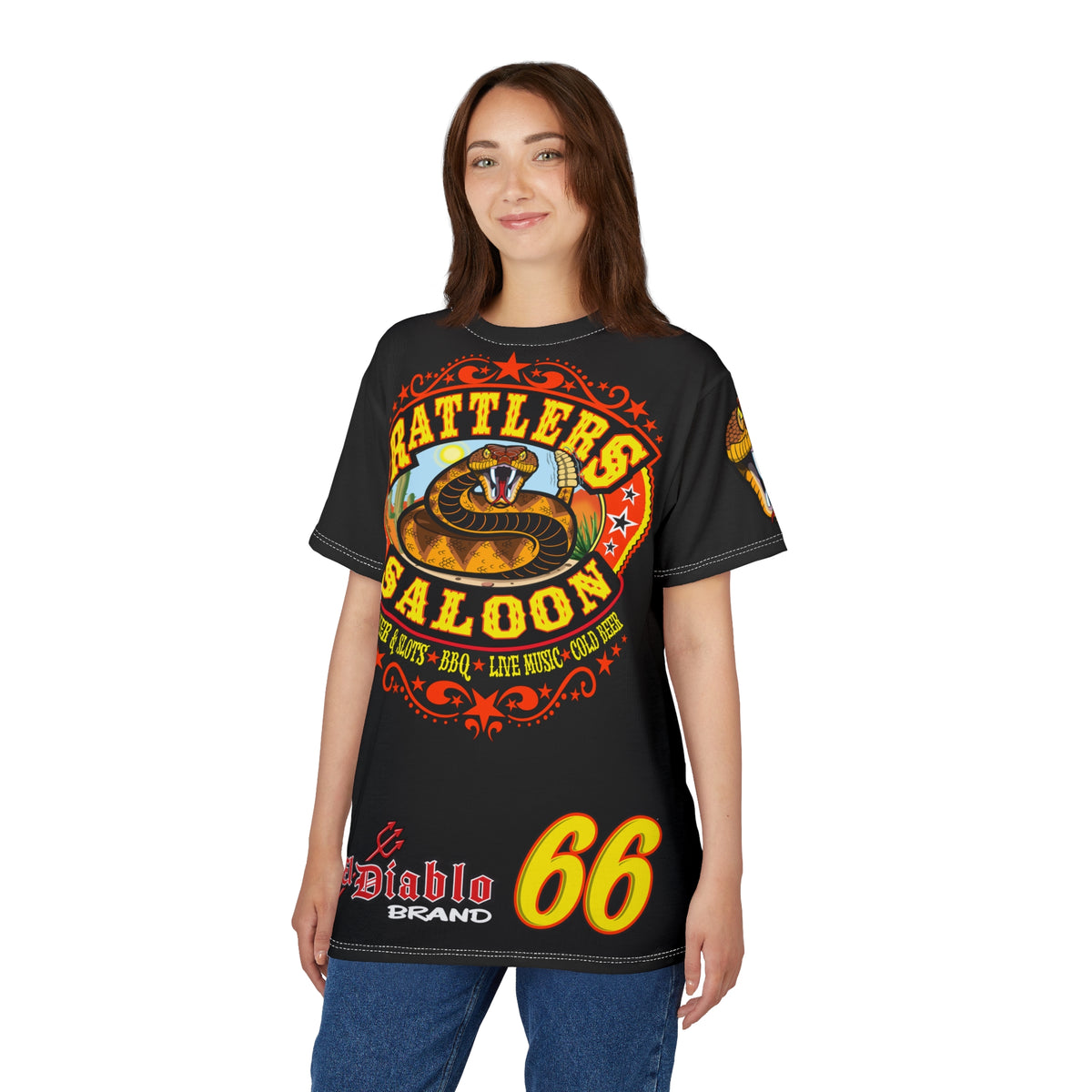 Rattlers Saloon SUPER RIDING TEE — Vintage Biker Route 66 Graphic t-Shirt